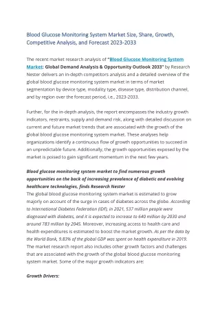 blood glucose monitoring system market size share
