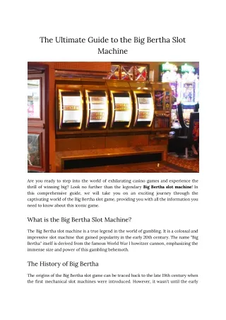 The Ultimate Guide to the Big Bertha Slot Machine