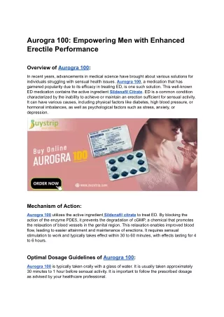 Buy Online Aurogra 100 mg