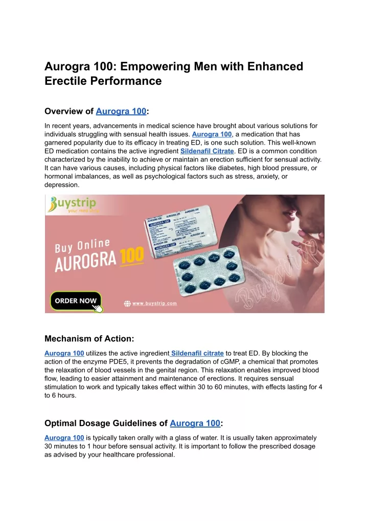 aurogra 100 empowering men with enhanced erectile