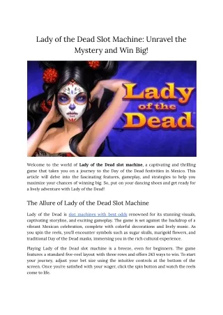 Lady of the Dead Slot Machine_ Unravel the Mystery and Win Big!
