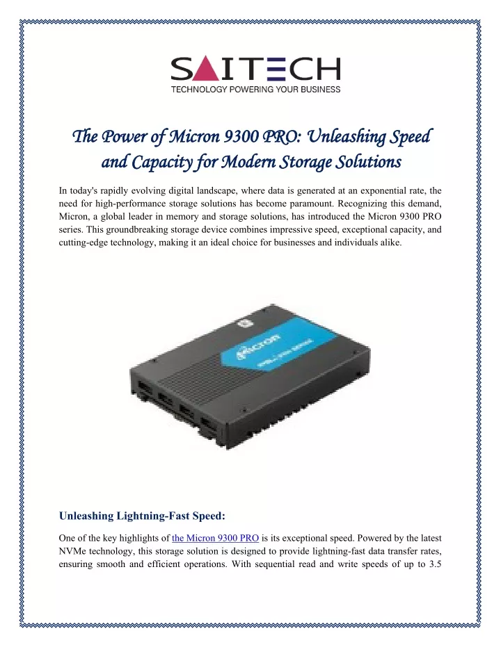 the power of micron 9300 pro unleashing speed