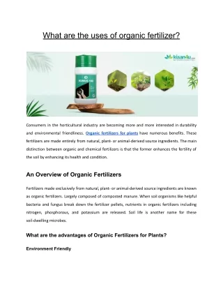 What are the uses of organic fertilizer