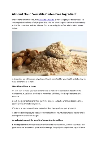 Almond Flour: Versatile Gluten Free Ingredient