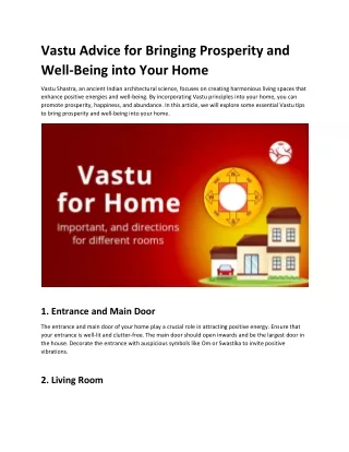vastu advice for bringing prosperity and well