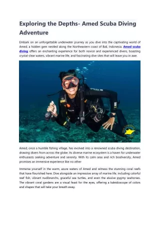 exploring the depths amed scuba diving adventure