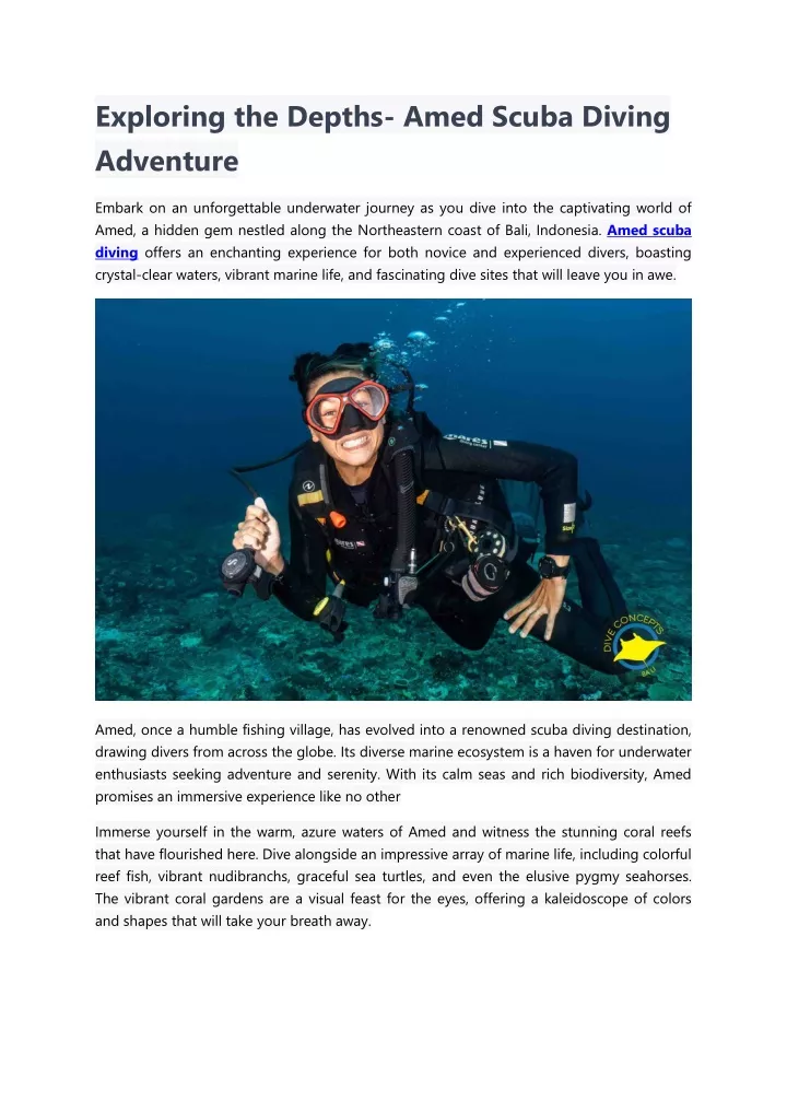 exploring the depths amed scuba diving adventure