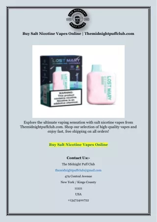 Buy Salt Nicotine Vapes Online | Themidnightpuffclub.com