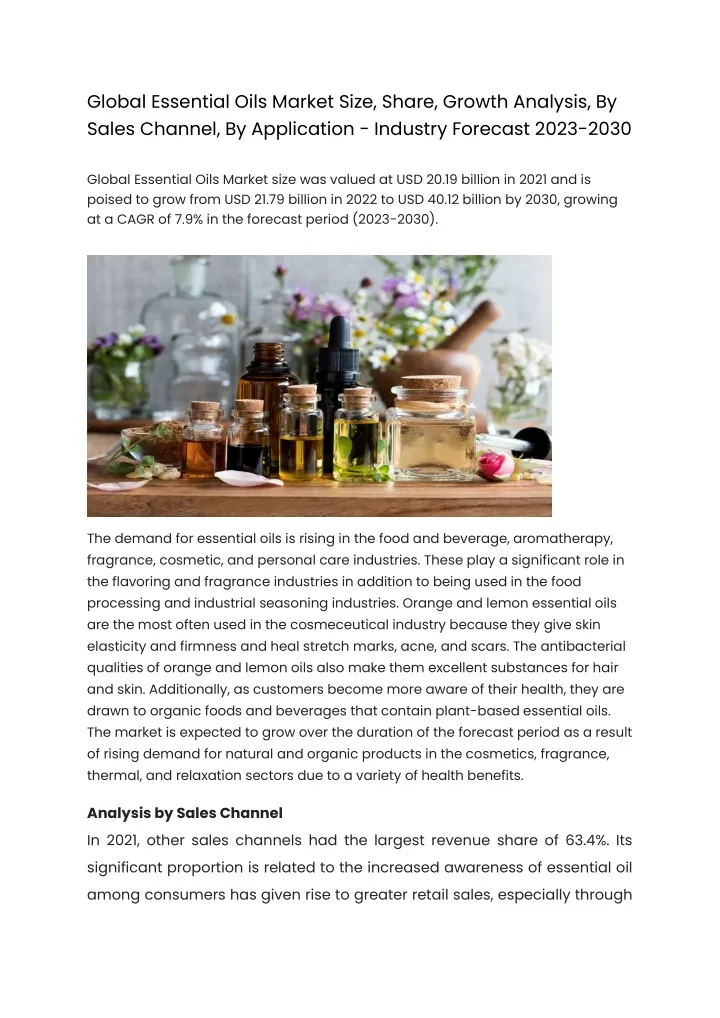 global essential oils market size share growth