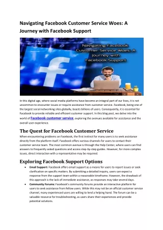 Navigating Facebook Customer Service Woes pdf