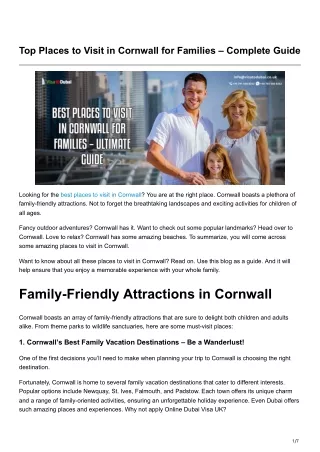 Top Places to Visit in Cornwall for Families Complete Guide