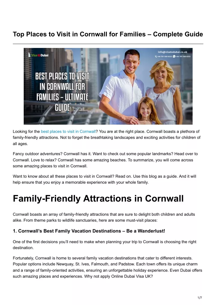 top places to visit in cornwall for families