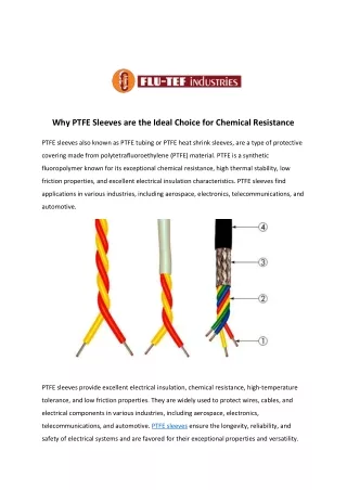 Why PTFE Sleeves are the Ideal Choice for Chemical Resistance