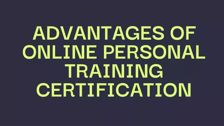 advantages of online personal training
