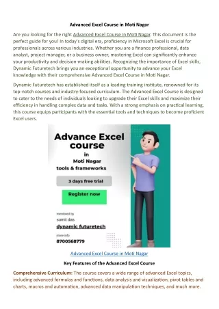 Advanced Excel Course in Moti Nagar