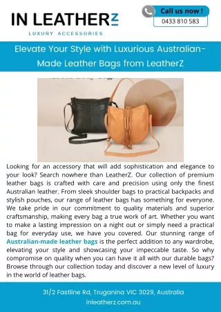 Elevate Your Style with Luxurious Australian-Made Leather Bags from LeatherZ