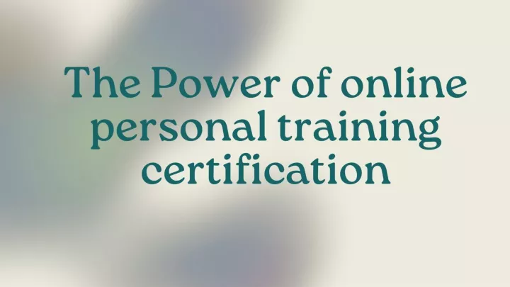 the power of online personal training