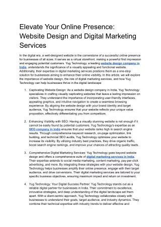 website design and digital marketing services