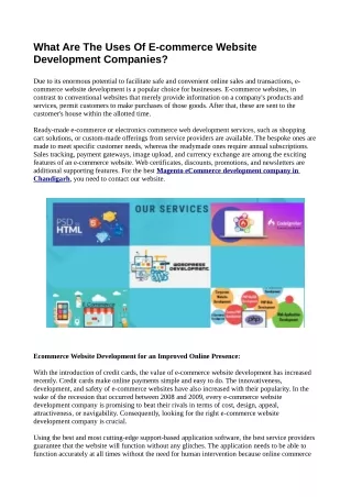 what are the uses of e commerce website