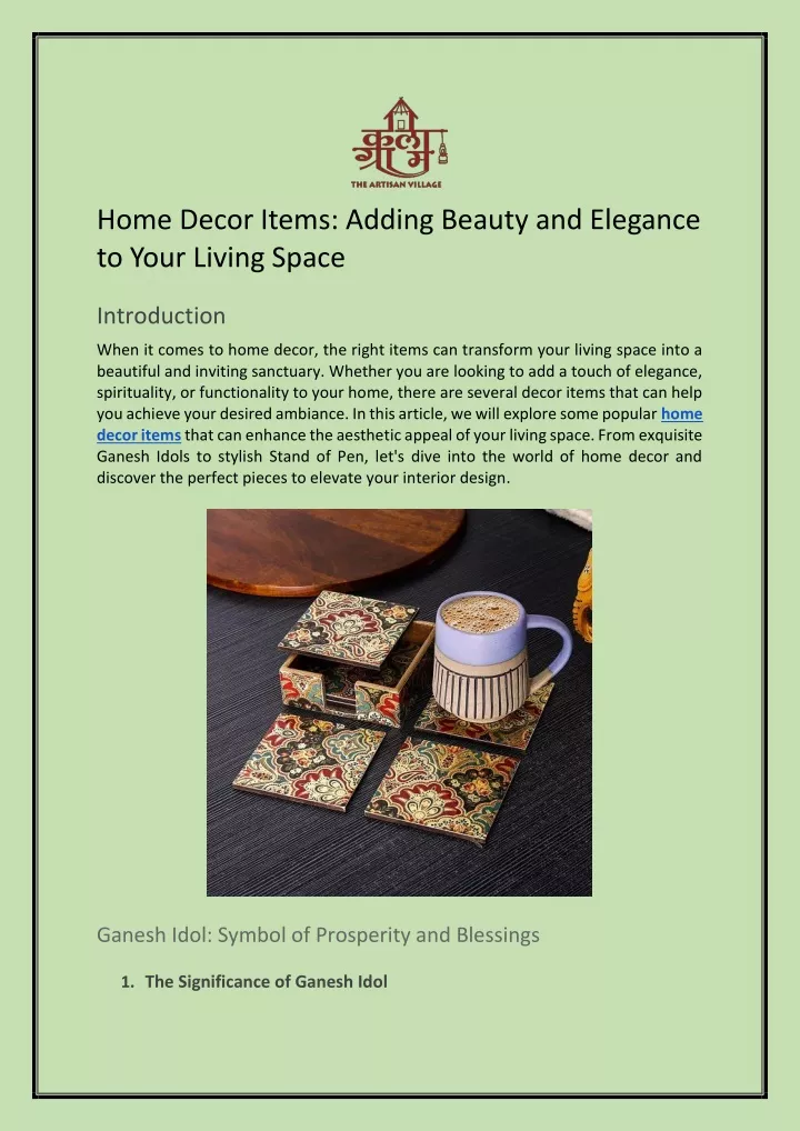 home decor items adding beauty and elegance