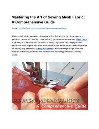 mastering the art of sewing mesh fabric