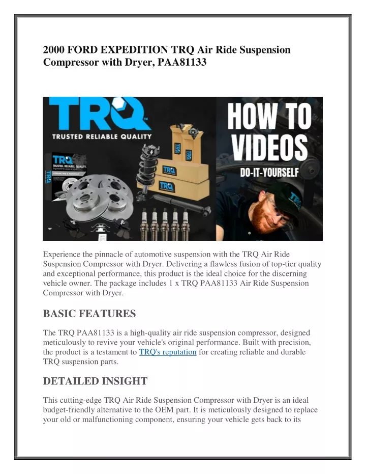 2000 ford expedition trq air ride suspension