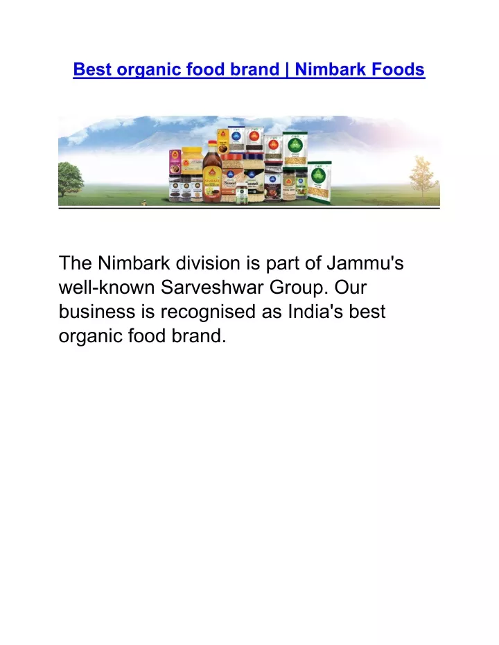 best organic food brand nimbark foods