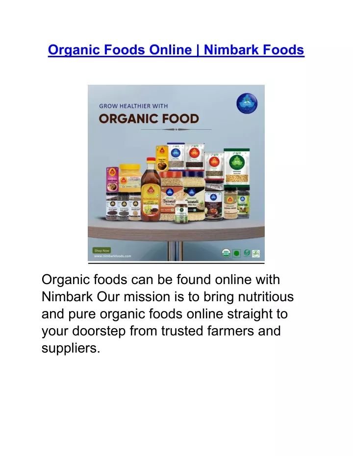 organic foods online nimbark foods