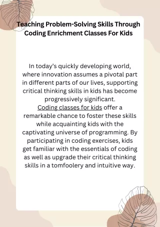 Teaching Problem-Solving Skills Through Coding Enrichment Classes For Kids