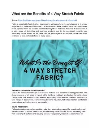 what are the benefits of 4 way stretch fabric