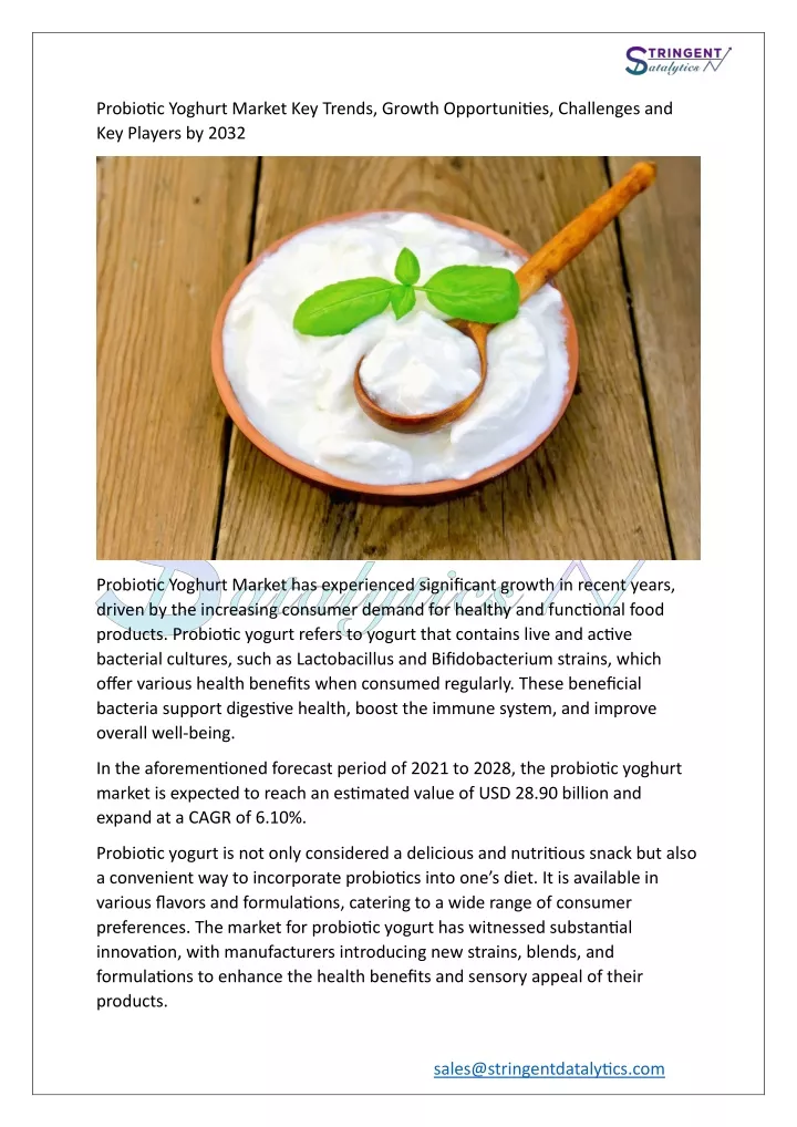 probiotic yoghurt market key trends growth