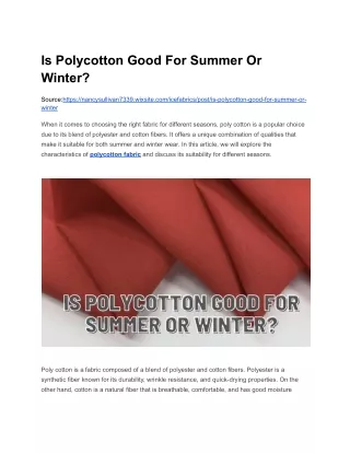 is polycotton good for summer or winter