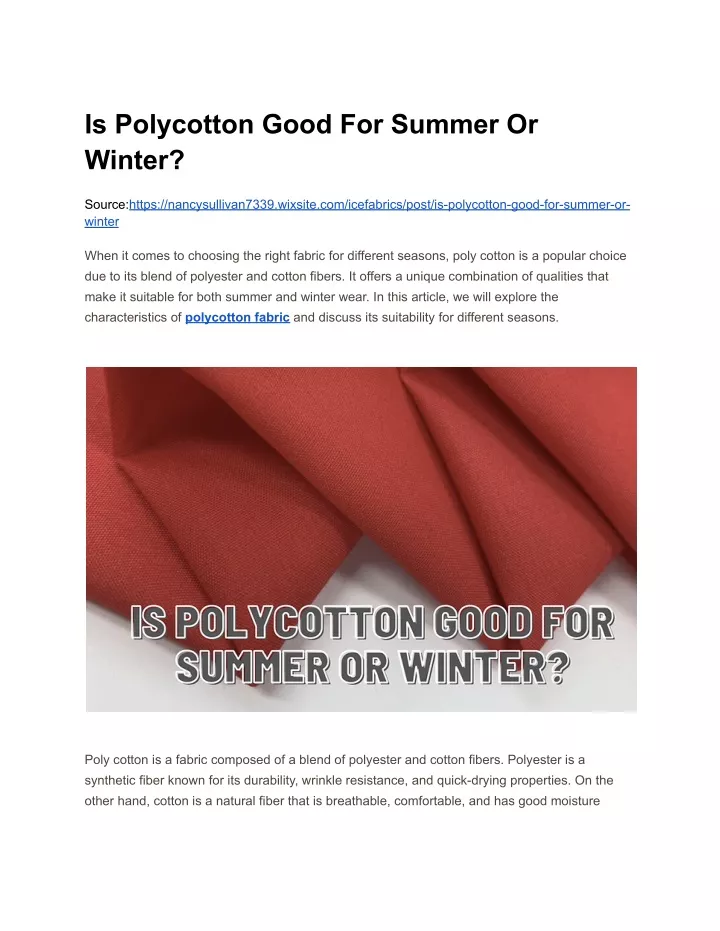 is polycotton good for summer or winter