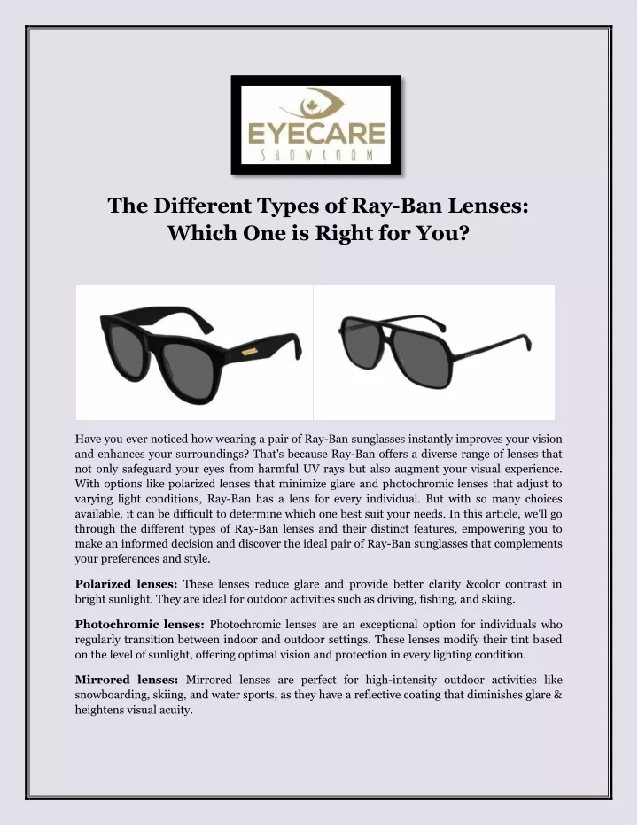 the different types of ray ban lenses which