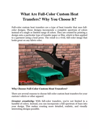 What Are Full-Color Custom Heat Transfers? Why You Choose It?