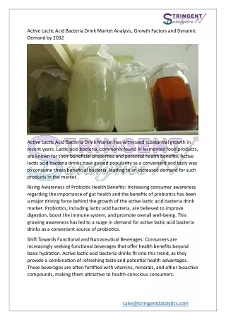 active lactic acid bacteria drink market analysis
