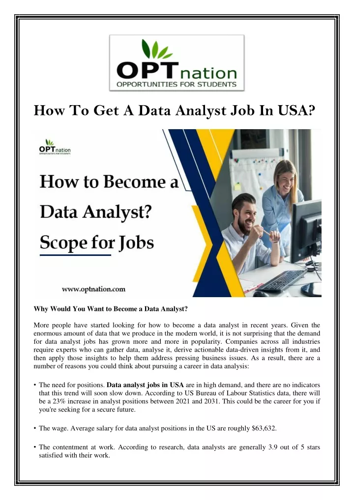 how to get a data analyst job in usa