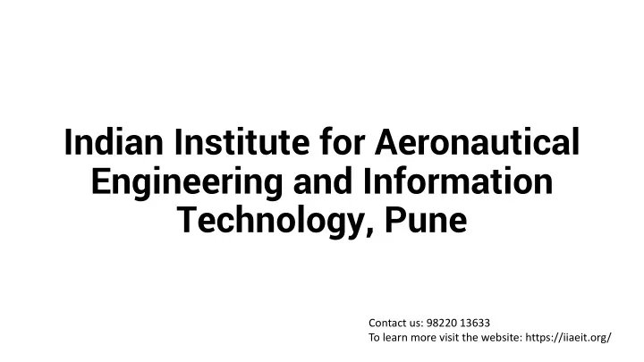 indian institute for aeronautical engineering and information technology pune