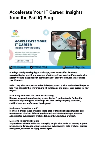 accelerate your it career insights from the skilliq blog