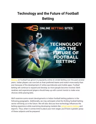 Technology and the Future of Football Betting