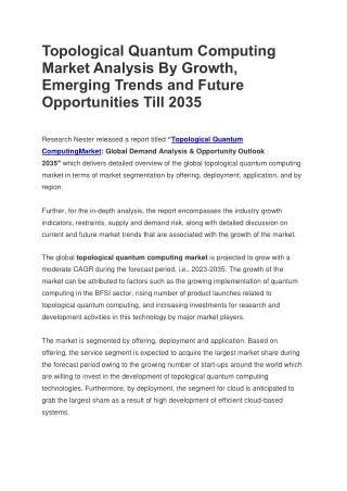 topological quantum computing market analysis