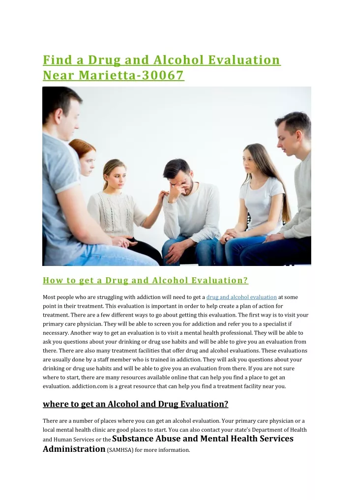 find a drug and alcohol evaluation near marietta