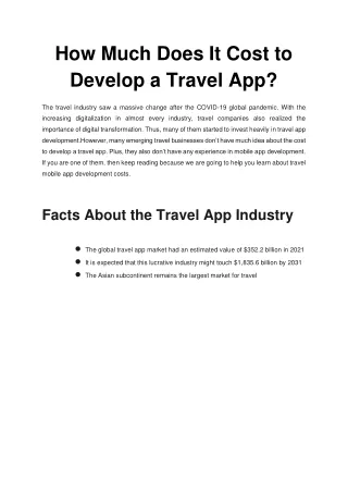 How Much Does It Cost to Develop a Travel App