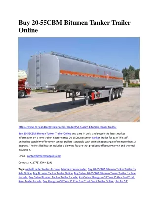 Buy 20-55CBM Bitumen Tanker Trailer Online