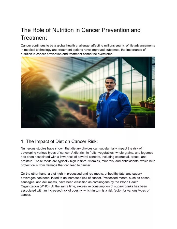 the role of nutrition in cancer prevention
