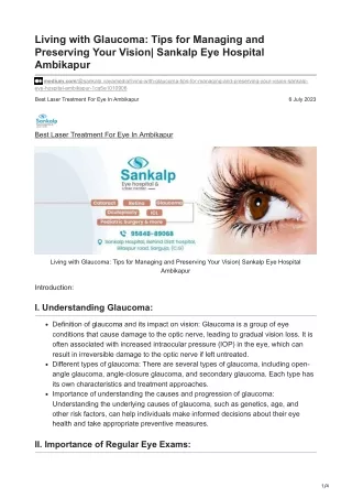 Living with Glaucoma Tips for Managing and Preserving Your Vision Sankalp Eye Hospital Ambikapur