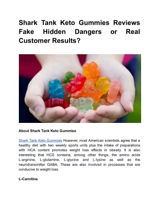 Shark Tank Keto Gummies Reviews Fake Hidden Dangers or Real Customer Results