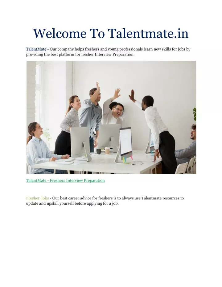 welcome to talentmate in
