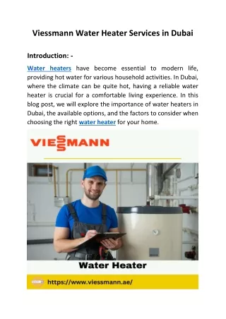 Viessmann Water Heater Installations Services in Dubai