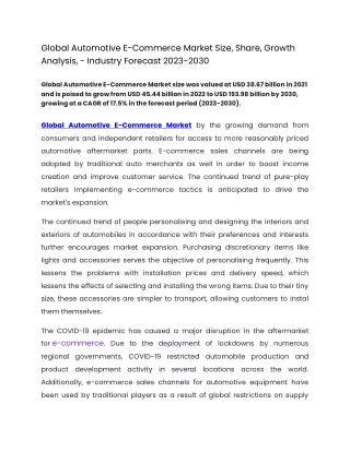 global automotive e commerce market size share